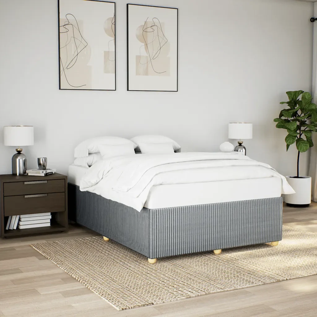 Letto matrimoniale | Letto per adulti | Giroletto senza Materasso Grigio Chiaro 140x200 cm Tessuto - Image 2
