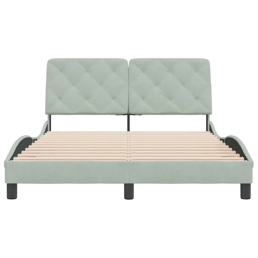 Letto matrimoniale | Letto per adulti | Giroletto senza Materasso Grigio Chiaro 140x200 cm Velluto - Image 5
