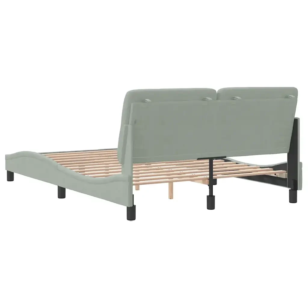 Letto matrimoniale | Letto per adulti | Giroletto senza Materasso Grigio Chiaro 140x200 cm Velluto - Image 7