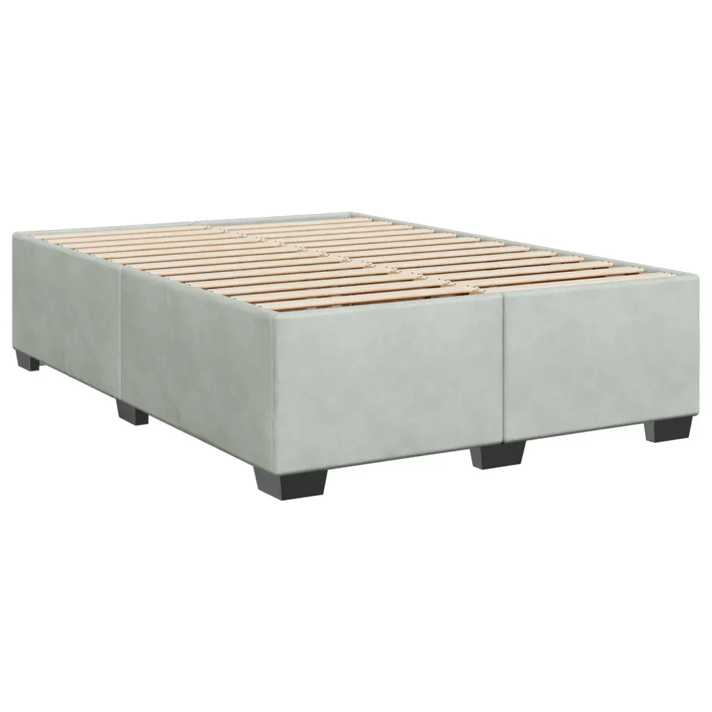 Letto matrimoniale | Letto per adulti | Giroletto senza Materasso Grigio Chiaro 140x200 cm Velluto - Image 4