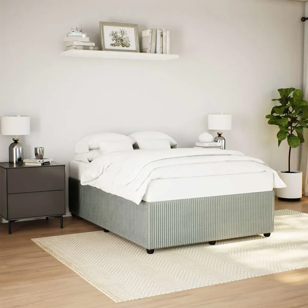 Letto matrimoniale | Letto per adulti | Giroletto senza Materasso Grigio Chiaro 140x200 cm Velluto - Image 2