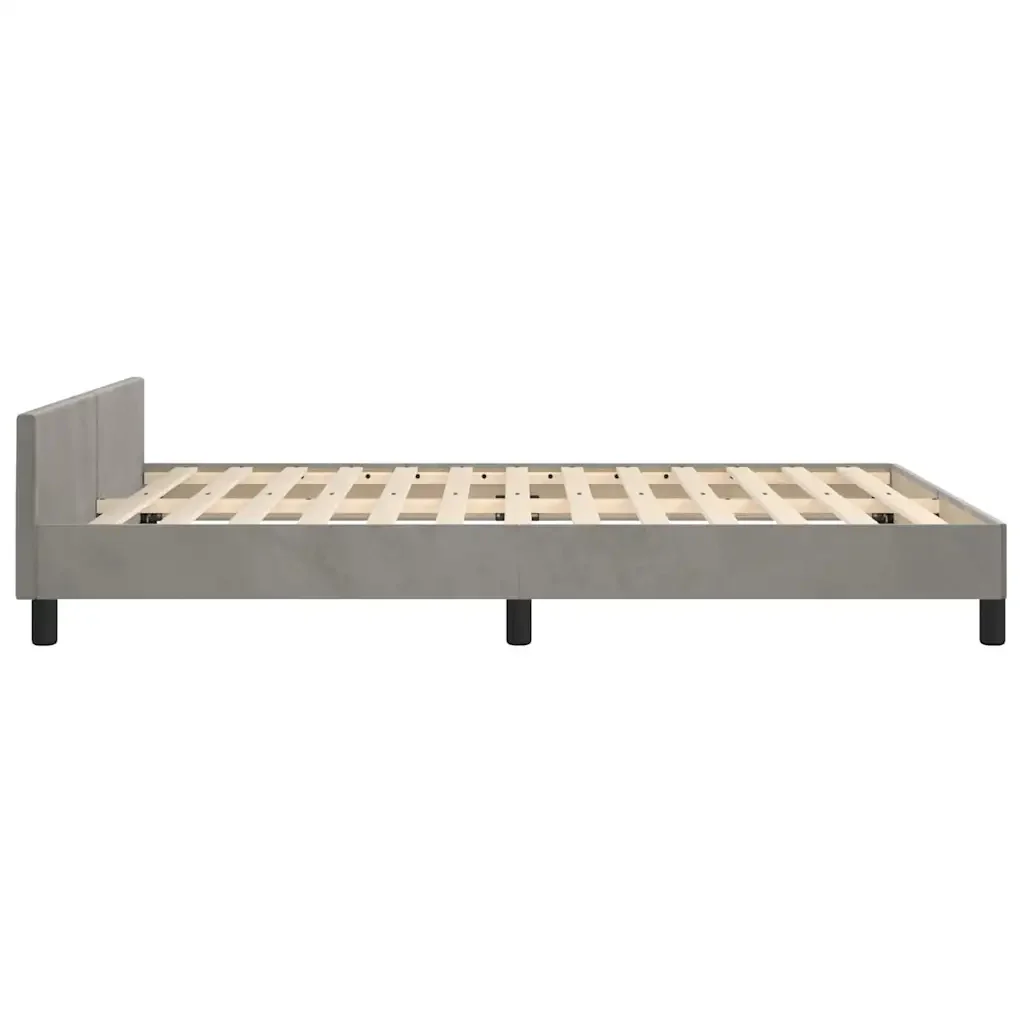 Letto matrimoniale | Letto per adulti | Giroletto senza Materasso Grigio Chiaro 140x200 cm Velluto - Image 6