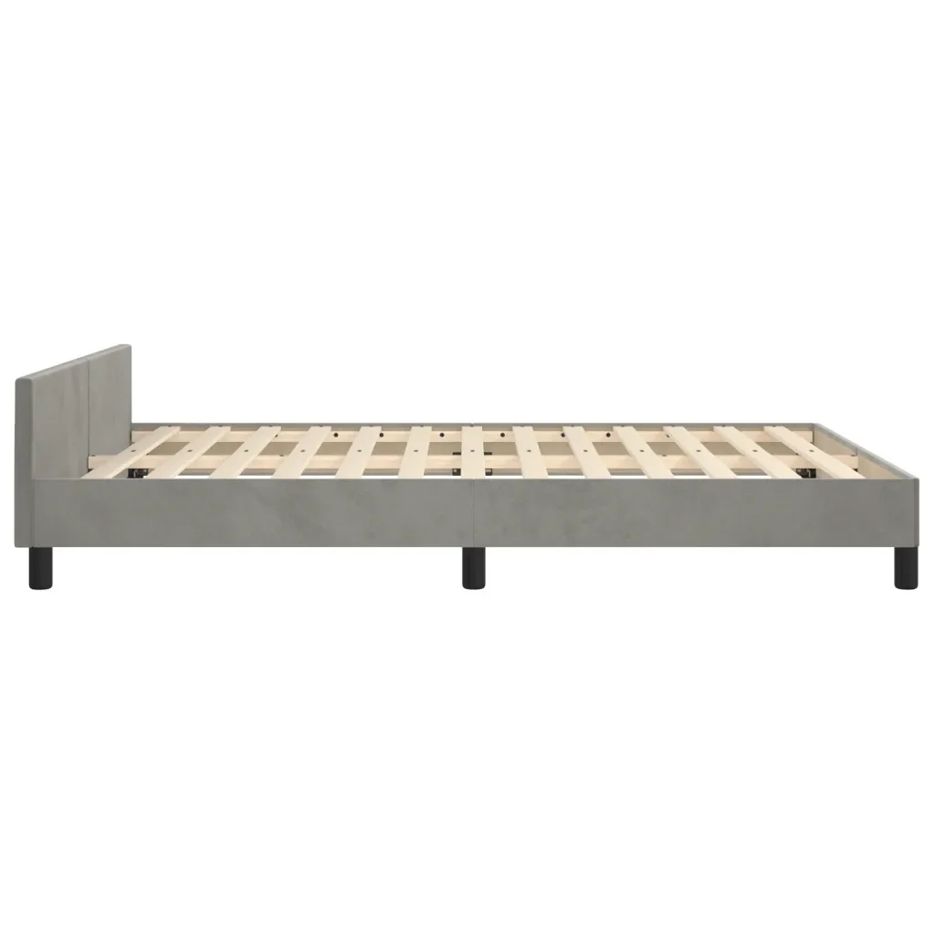 Letto matrimoniale | Letto per adulti | Giroletto senza Materasso Grigio Chiaro 140x200 cm Velluto - Image 7