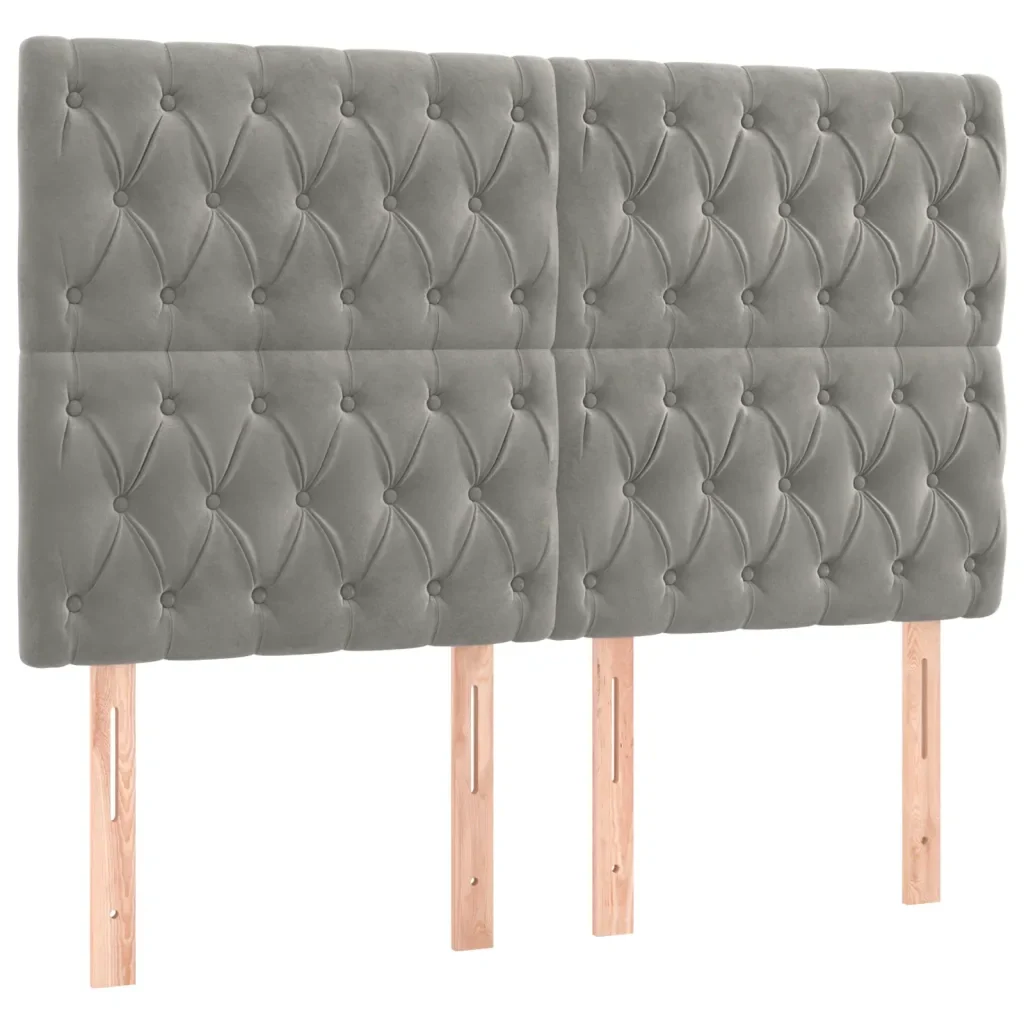 Letto matrimoniale | Letto per adulti | Giroletto senza Materasso Grigio Chiaro 140x200 cm Velluto - Image 8