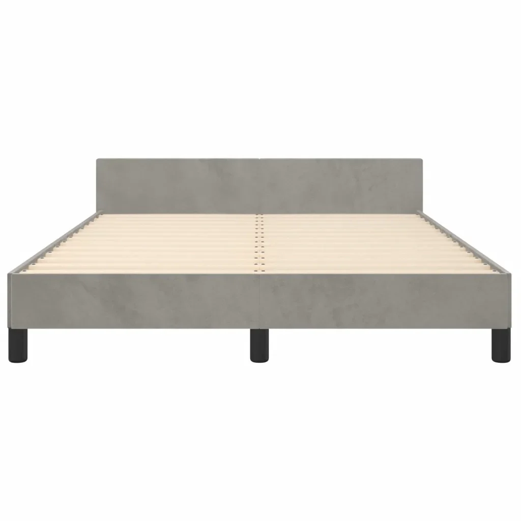 Letto matrimoniale | Letto per adulti | Giroletto senza Materasso Grigio Chiaro 140x200 cm Velluto - Image 6