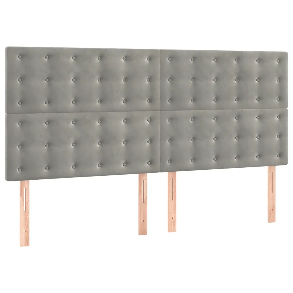Letto matrimoniale | Letto per adulti | Giroletto senza Materasso Grigio Chiaro 140x200 cm Velluto - Image 8