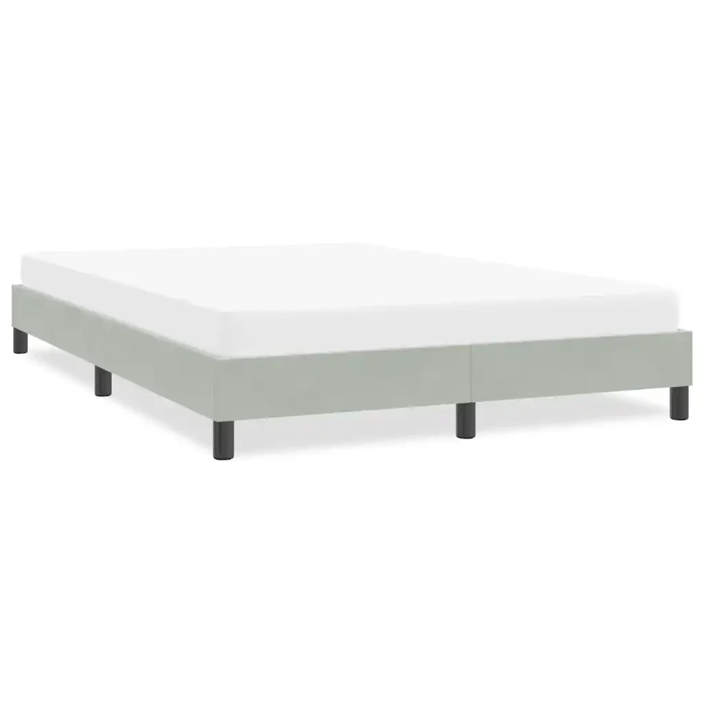 Letto matrimoniale | Letto per adulti | Giroletto senza Materasso Grigio Chiaro 140x220 cm Velluto - Image 2