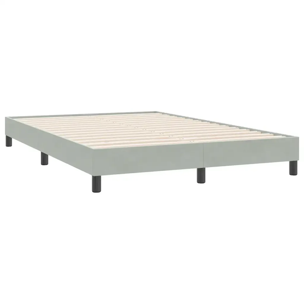Letto matrimoniale | Letto per adulti | Giroletto senza Materasso Grigio Chiaro 140x220 cm Velluto - Image 7