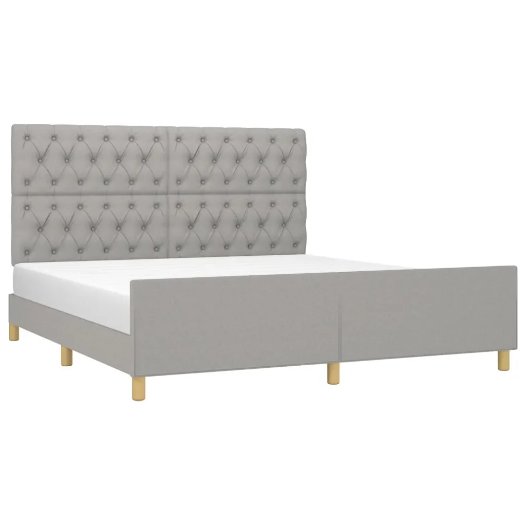 Letto matrimoniale | Letto per adulti | Giroletto senza Materasso Grigio Chiaro 160x200 cm Tessuto - Image 4