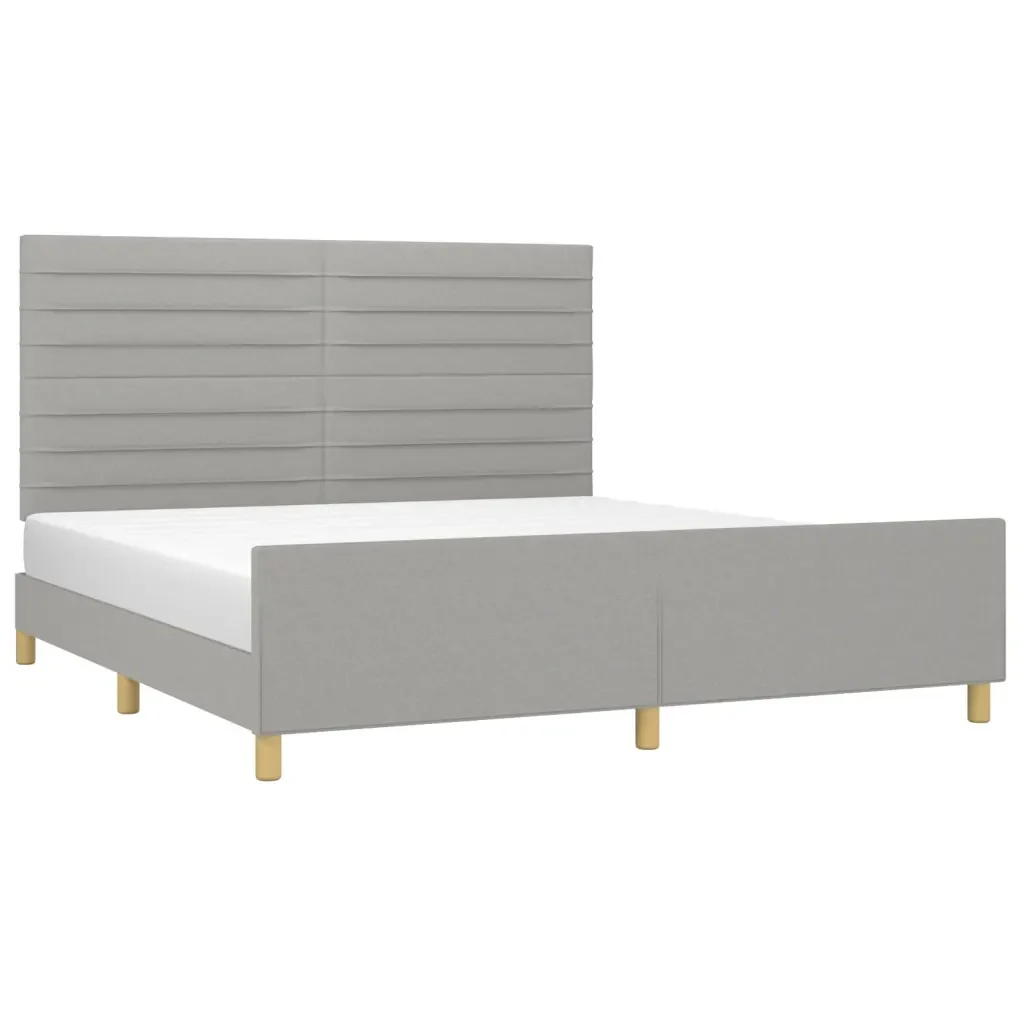 Letto matrimoniale | Letto per adulti | Giroletto senza Materasso Grigio Chiaro 160x200 cm Tessuto - Image 3
