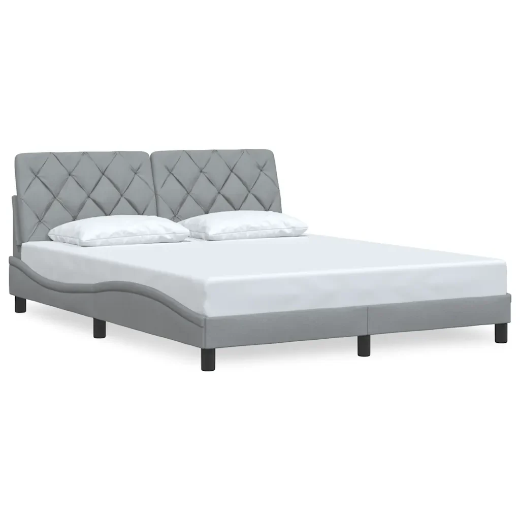 Letto matrimoniale | Letto per adulti | Giroletto senza Materasso Grigio Chiaro 160x200 cm Tessuto - Image 4
