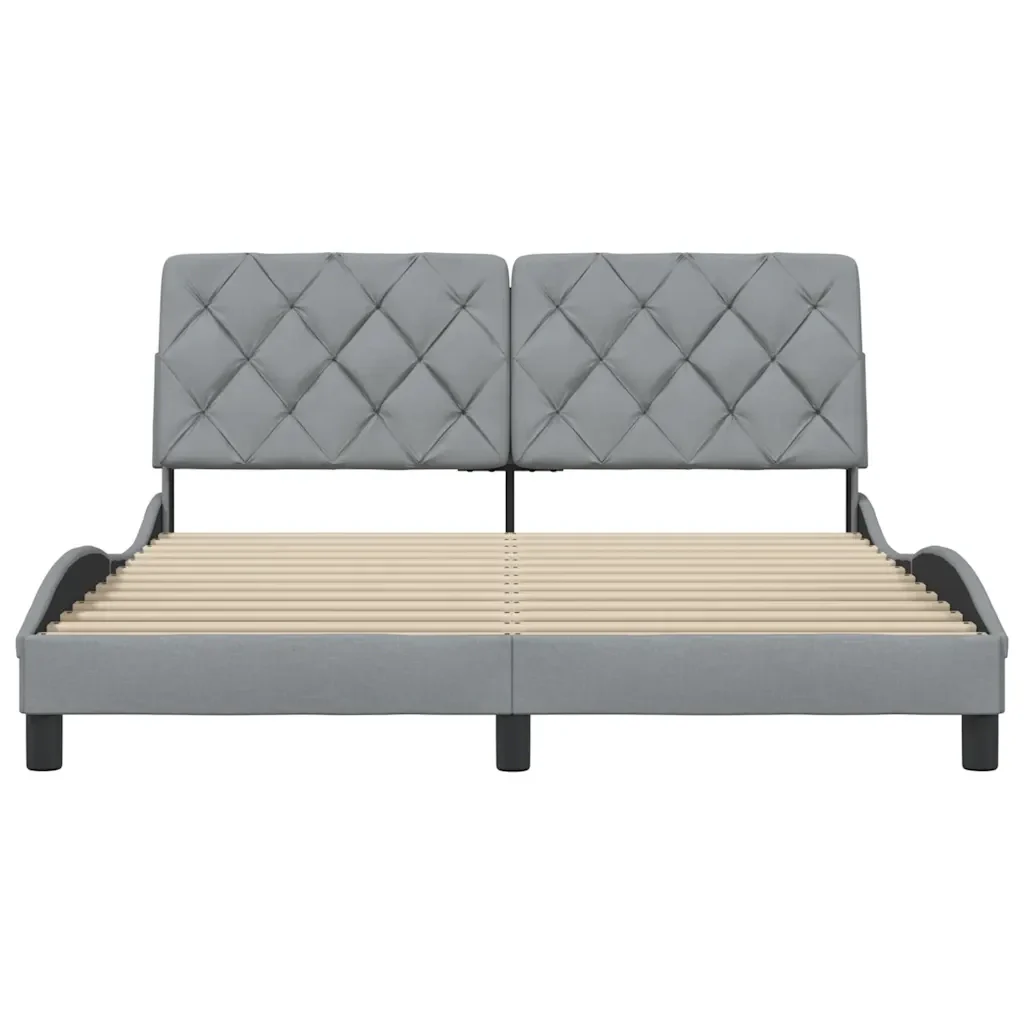 Letto matrimoniale | Letto per adulti | Giroletto senza Materasso Grigio Chiaro 160x200 cm Tessuto - Image 5