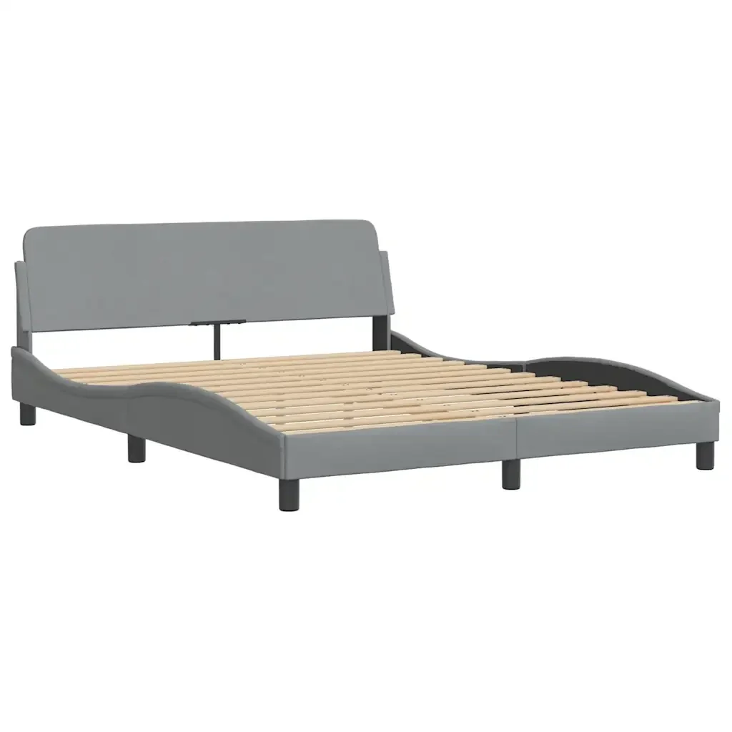 Letto matrimoniale | Letto per adulti | Giroletto senza Materasso Grigio Chiaro 160x200 cm Tessuto - Image 6