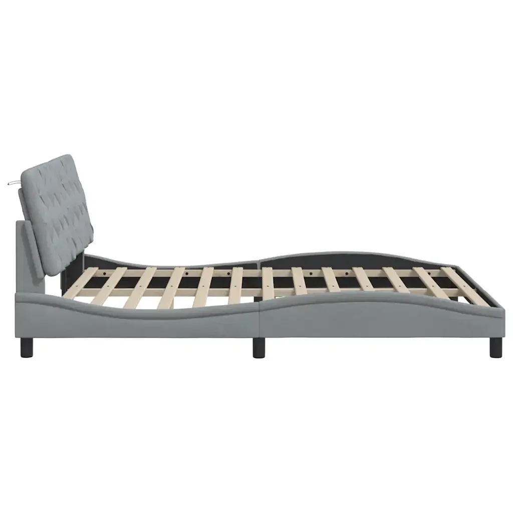 Letto matrimoniale | Letto per adulti | Giroletto senza Materasso Grigio Chiaro 160x200 cm Tessuto - Image 8