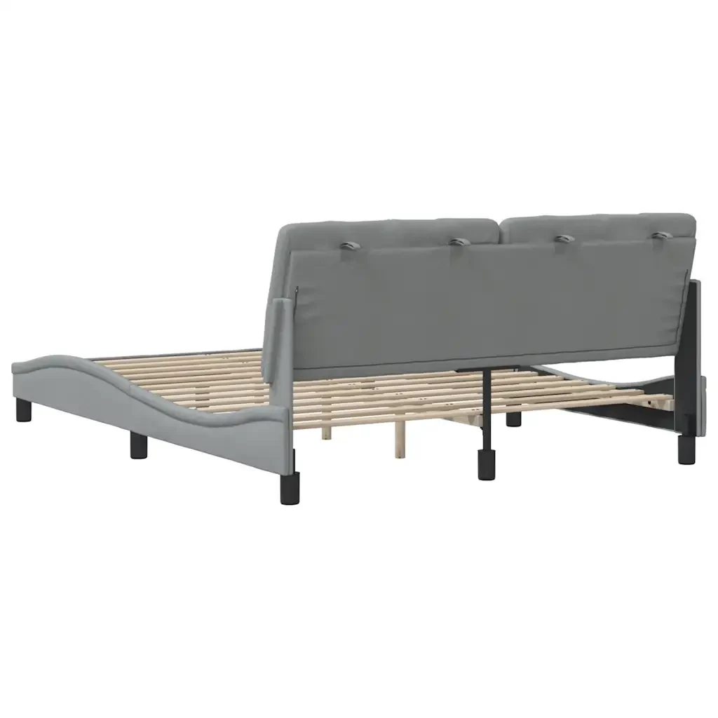 Letto matrimoniale | Letto per adulti | Giroletto senza Materasso Grigio Chiaro 160x200 cm Tessuto - Image 9