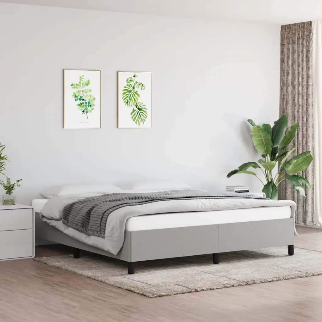 Letto matrimoniale | Letto per adulti | Giroletto senza Materasso Grigio Chiaro 160x200 cm Tessuto - Image 2