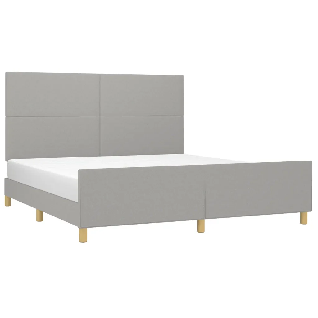 Letto matrimoniale | Letto per adulti | Giroletto senza Materasso Grigio Chiaro 160x200 cm Tessuto - Image 4