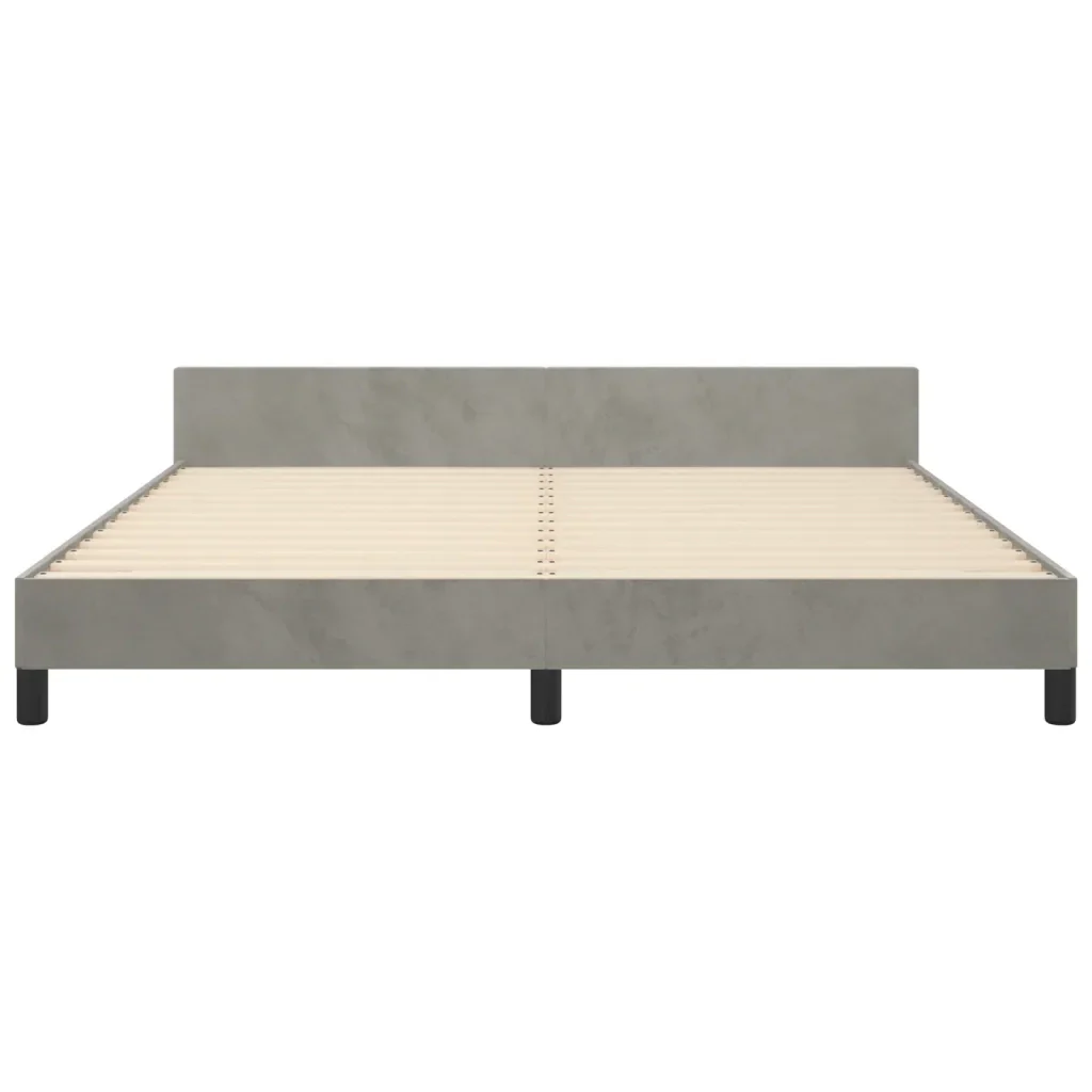 Letto matrimoniale | Letto per adulti | Giroletto senza Materasso Grigio Chiaro 160x200 cm Velluto - Image 6