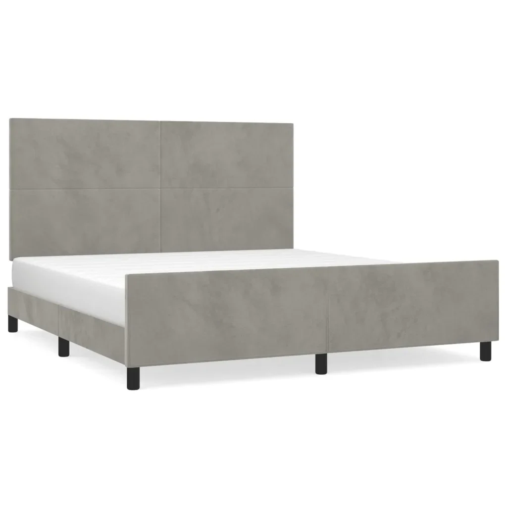 Letto matrimoniale | Letto per adulti | Giroletto senza Materasso Grigio Chiaro 160x200 cm Velluto