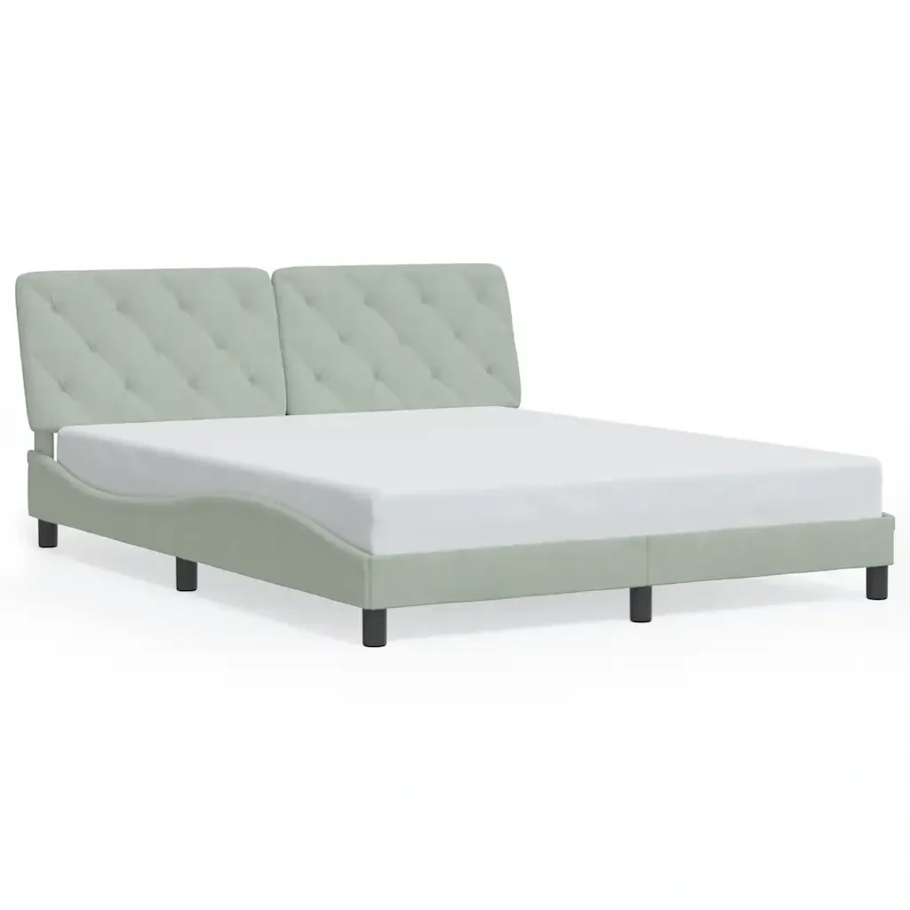Letto matrimoniale | Letto per adulti | Giroletto senza Materasso Grigio Chiaro 160x200 cm Velluto
