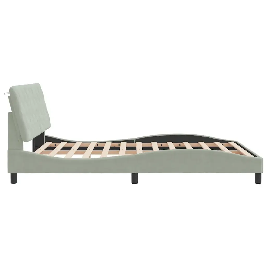 Letto matrimoniale | Letto per adulti | Giroletto senza Materasso Grigio Chiaro 160x200 cm Velluto - Image 6