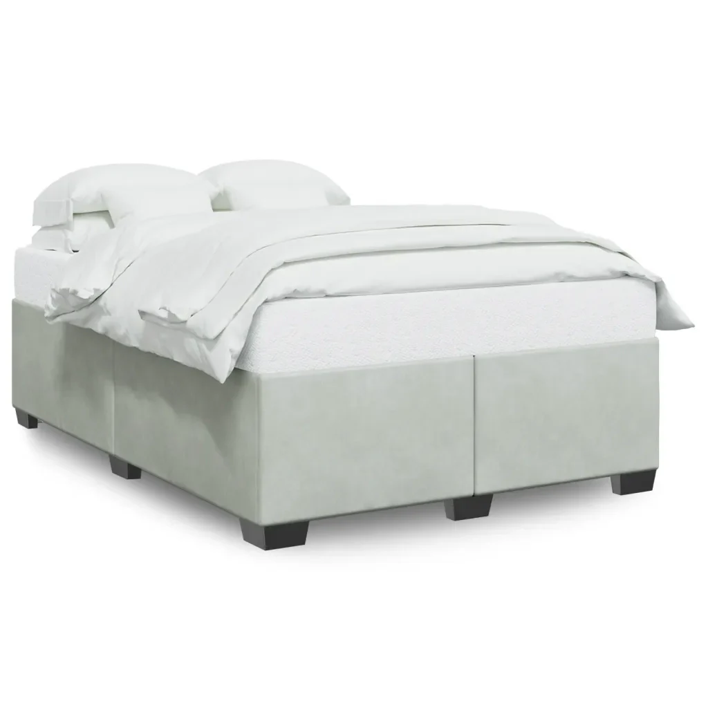 Letto matrimoniale | Letto per adulti | Giroletto senza Materasso Grigio Chiaro 160x200 cm Velluto