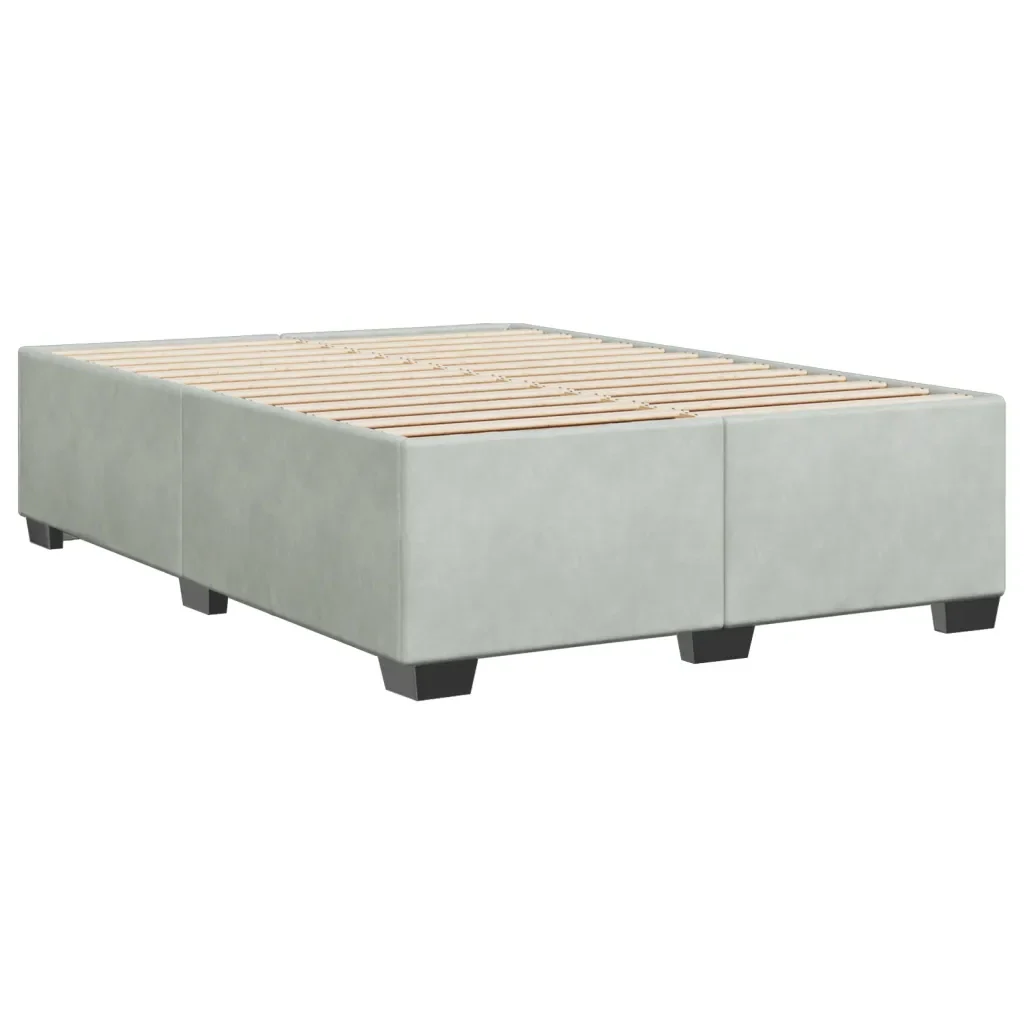 Letto matrimoniale | Letto per adulti | Giroletto senza Materasso Grigio Chiaro 160x200 cm Velluto - Image 6