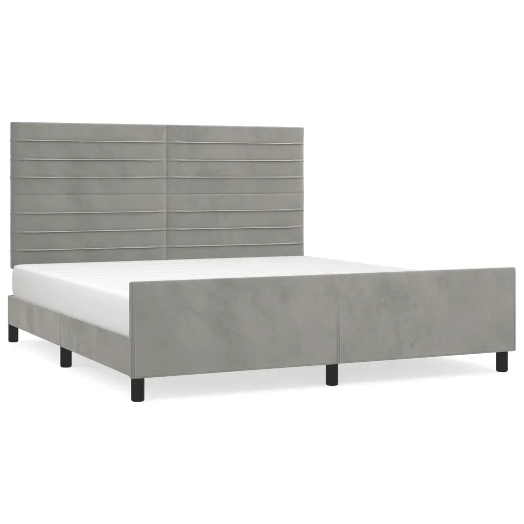 Letto matrimoniale | Letto per adulti | Giroletto senza Materasso Grigio Chiaro 160x200 cm Velluto