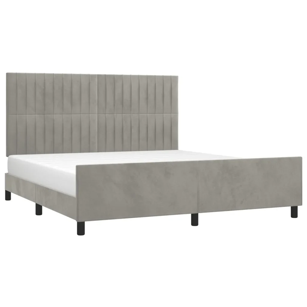 Letto matrimoniale | Letto per adulti | Giroletto senza Materasso Grigio Chiaro 160x200 cm Velluto - Image 3