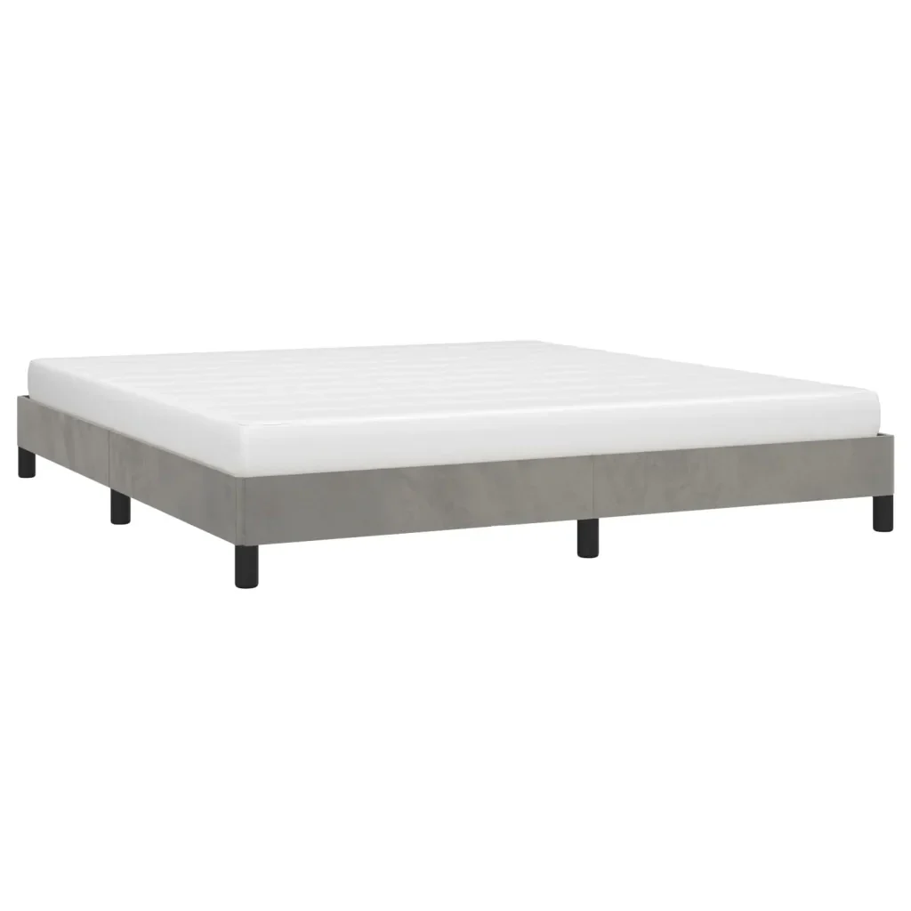 Letto matrimoniale | Letto per adulti | Giroletto senza Materasso Grigio Chiaro 160x200 cm Velluto - Image 4