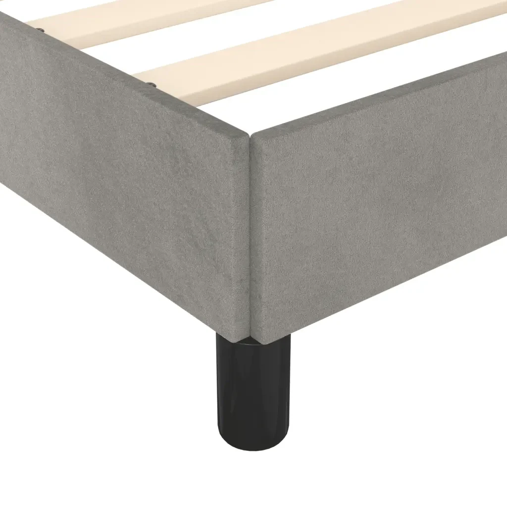 Letto matrimoniale | Letto per adulti | Giroletto senza Materasso Grigio Chiaro 160x200 cm Velluto - Image 7