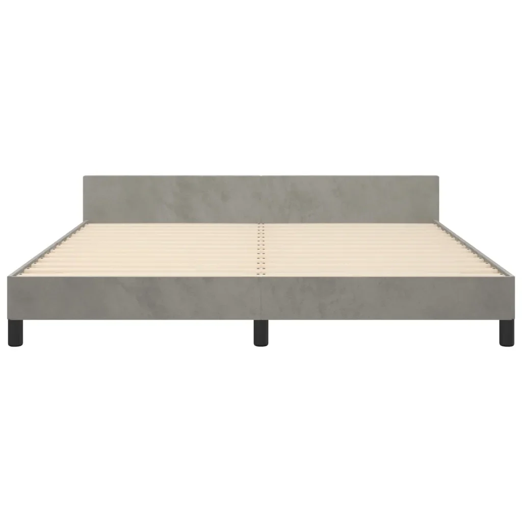Letto matrimoniale | Letto per adulti | Giroletto senza Materasso Grigio Chiaro 160x200 cm Velluto - Image 6