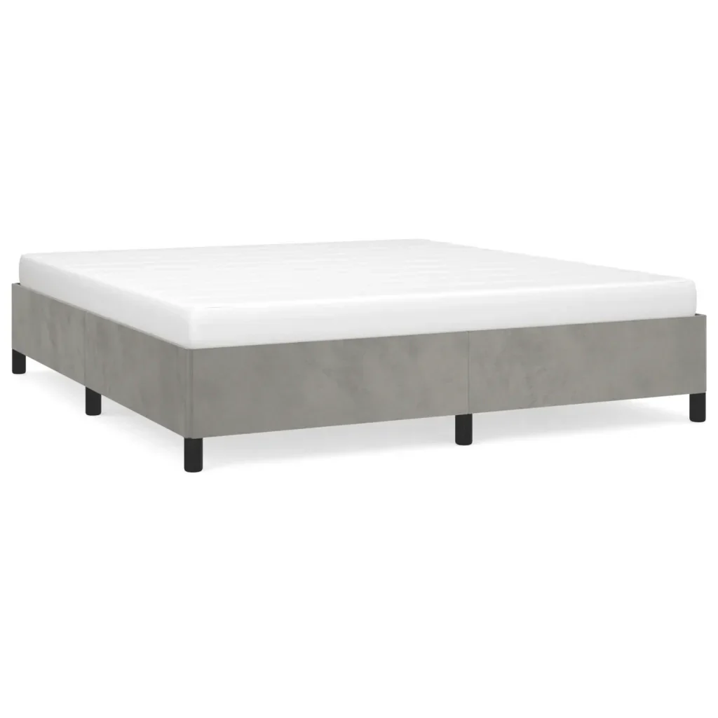 Letto matrimoniale | Letto per adulti | Giroletto senza Materasso Grigio Chiaro 160x200 cm Velluto