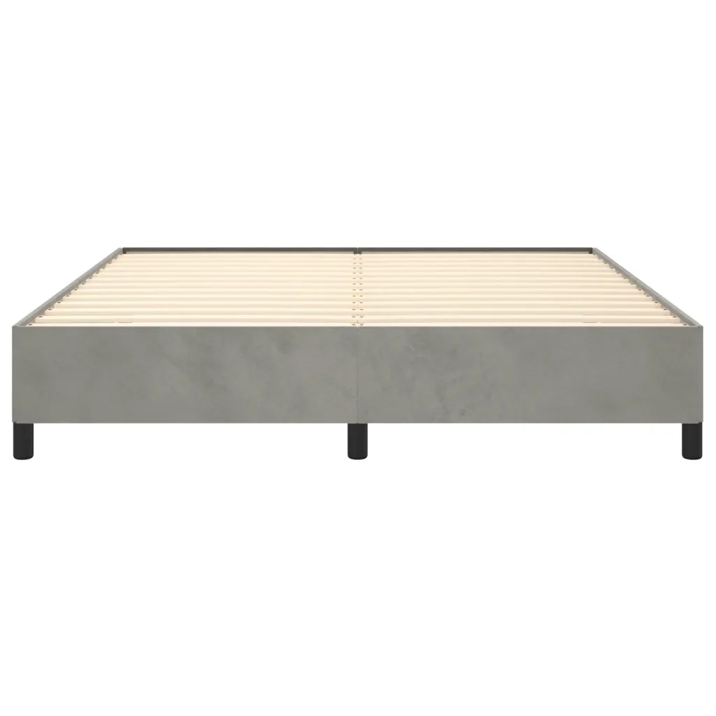 Letto matrimoniale | Letto per adulti | Giroletto senza Materasso Grigio Chiaro 160x200 cm Velluto - Image 5
