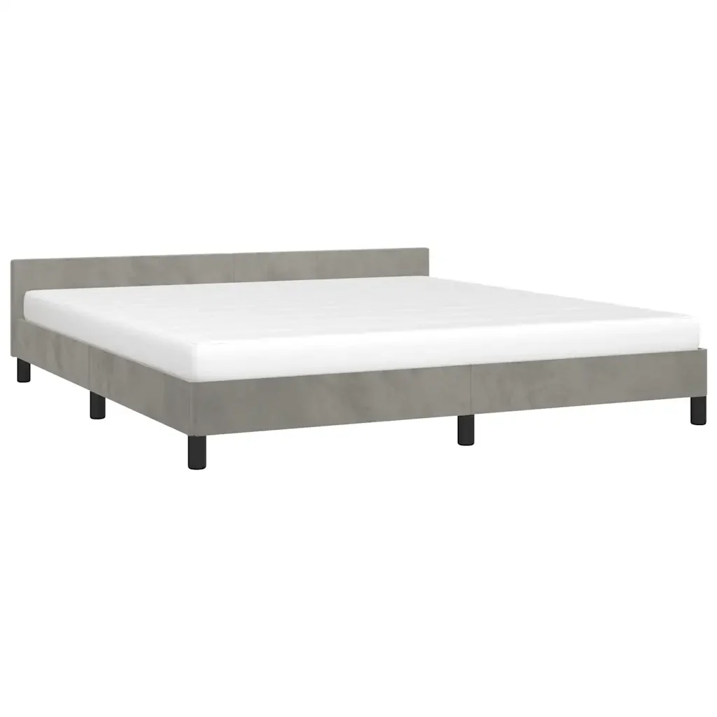 Letto matrimoniale | Letto per adulti | Giroletto senza Materasso Grigio Chiaro 160x200 cm Velluto - Image 4