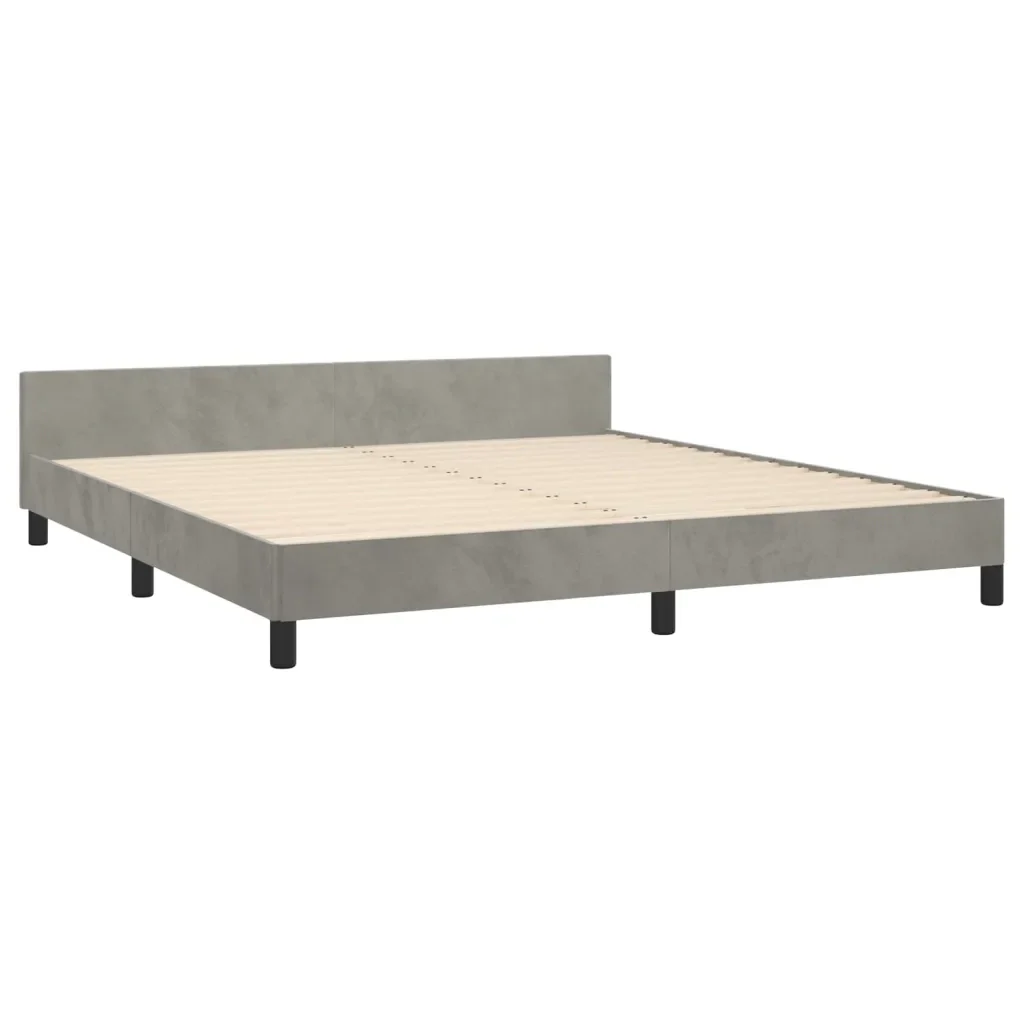Letto matrimoniale | Letto per adulti | Giroletto senza Materasso Grigio Chiaro 160x200 cm Velluto - Image 5