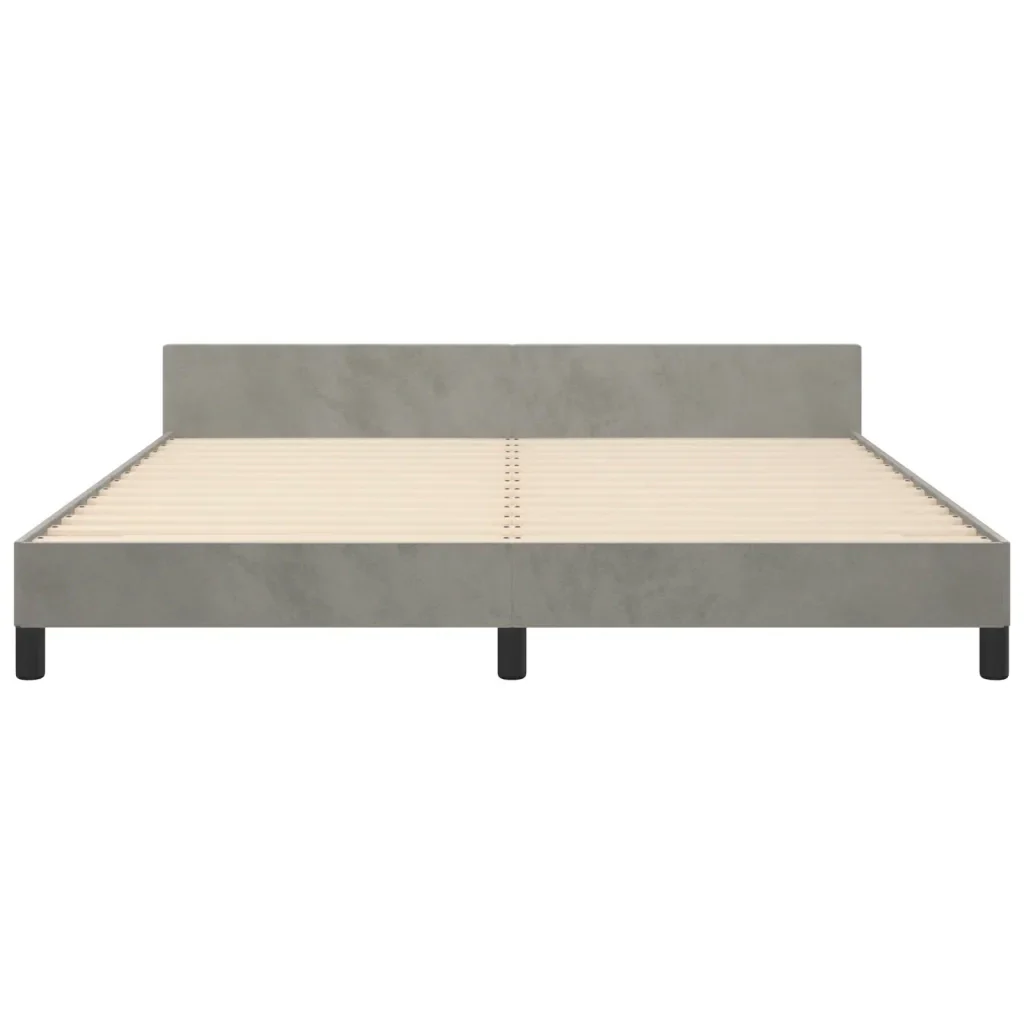 Letto matrimoniale | Letto per adulti | Giroletto senza Materasso Grigio Chiaro 160x200 cm Velluto - Image 6