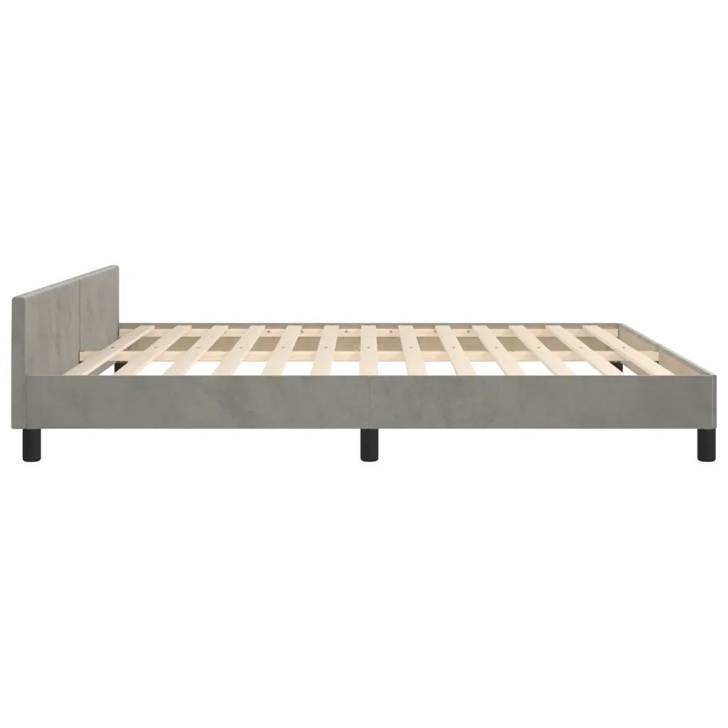 Letto matrimoniale | Letto per adulti | Giroletto senza Materasso Grigio Chiaro 160x200 cm Velluto - Image 7