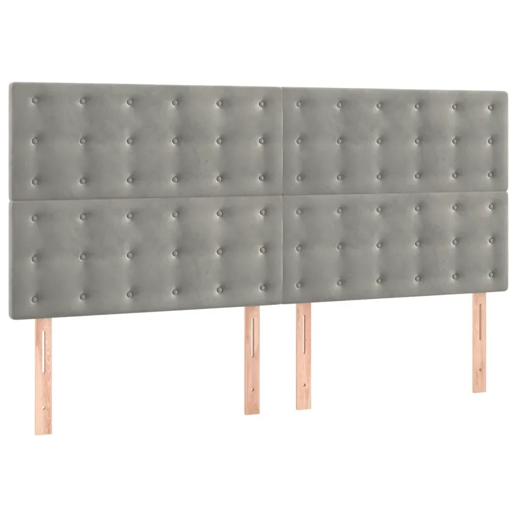 Letto matrimoniale | Letto per adulti | Giroletto senza Materasso Grigio Chiaro 160x200 cm Velluto - Image 8