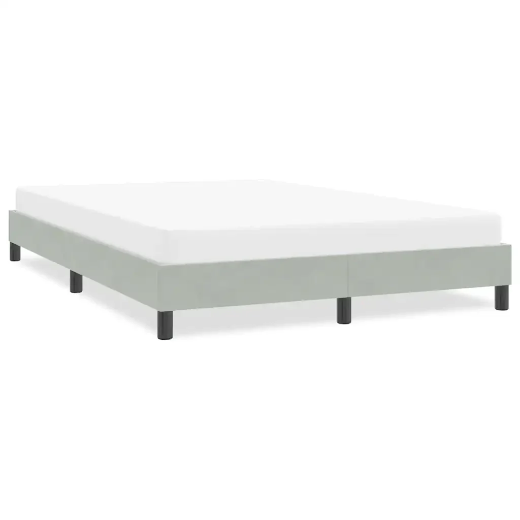 Letto matrimoniale | Letto per adulti | Giroletto senza Materasso Grigio Chiaro 160x210 cm Velluto - Image 2