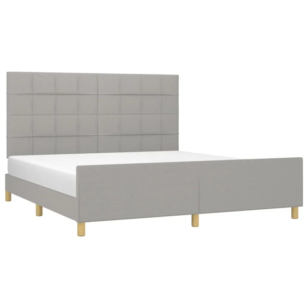 Letto matrimoniale | Letto per adulti | Giroletto senza Materasso Grigio Chiaro 180x200 cm Tessuto - Image 4