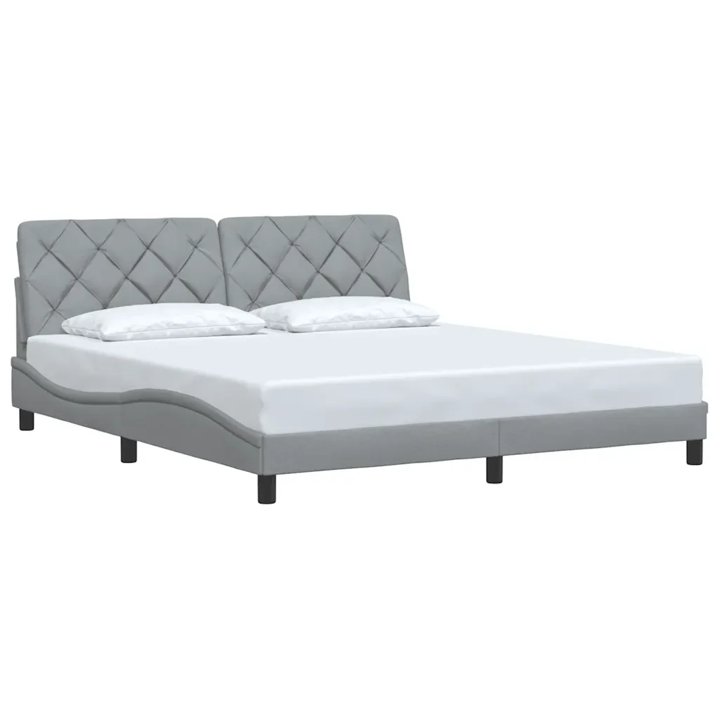 Letto matrimoniale | Letto per adulti | Giroletto senza Materasso Grigio Chiaro 180x200 cm Tessuto - Image 4