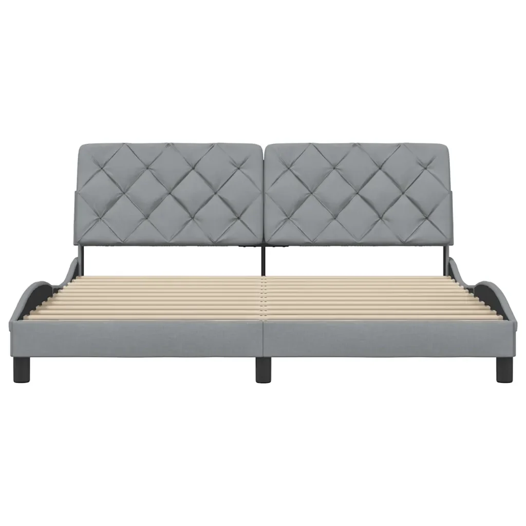 Letto matrimoniale | Letto per adulti | Giroletto senza Materasso Grigio Chiaro 180x200 cm Tessuto - Image 5