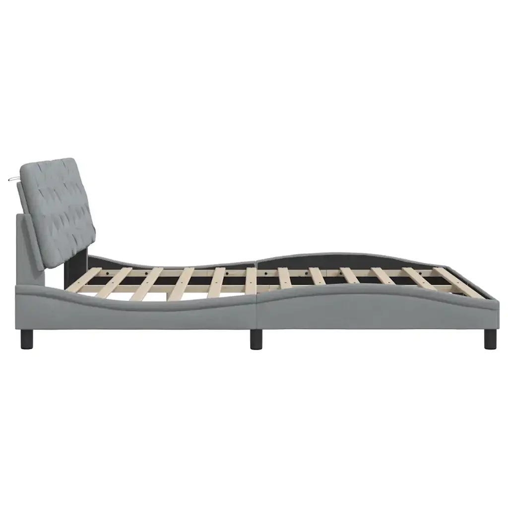Letto matrimoniale | Letto per adulti | Giroletto senza Materasso Grigio Chiaro 180x200 cm Tessuto - Image 8