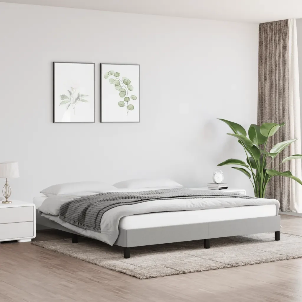 Letto matrimoniale | Letto per adulti | Giroletto senza Materasso Grigio Chiaro 180x200 cm Tessuto - Image 2