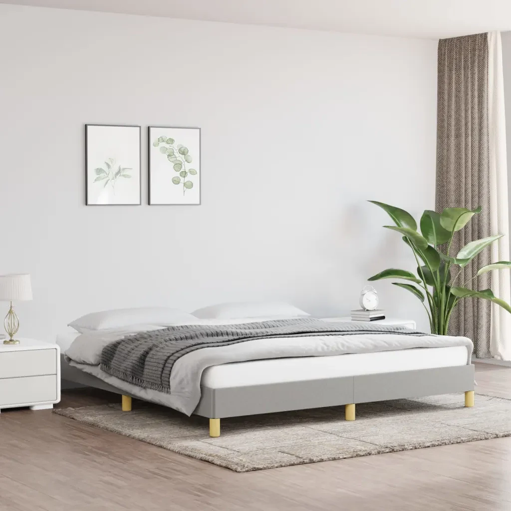 Letto matrimoniale | Letto per adulti | Giroletto senza Materasso Grigio Chiaro 180x200 cm Tessuto - Image 2