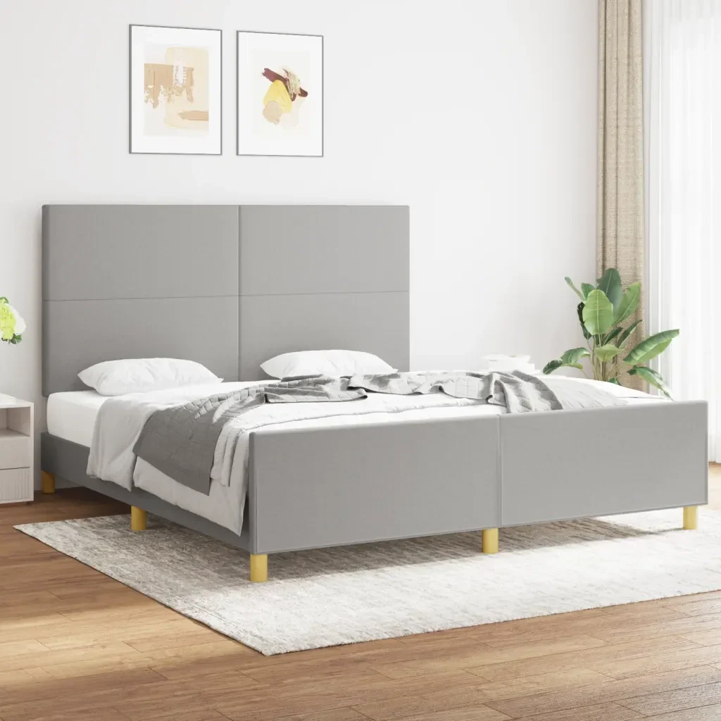 Letto matrimoniale | Letto per adulti | Giroletto senza Materasso Grigio Chiaro 180x200 cm Tessuto - Image 2