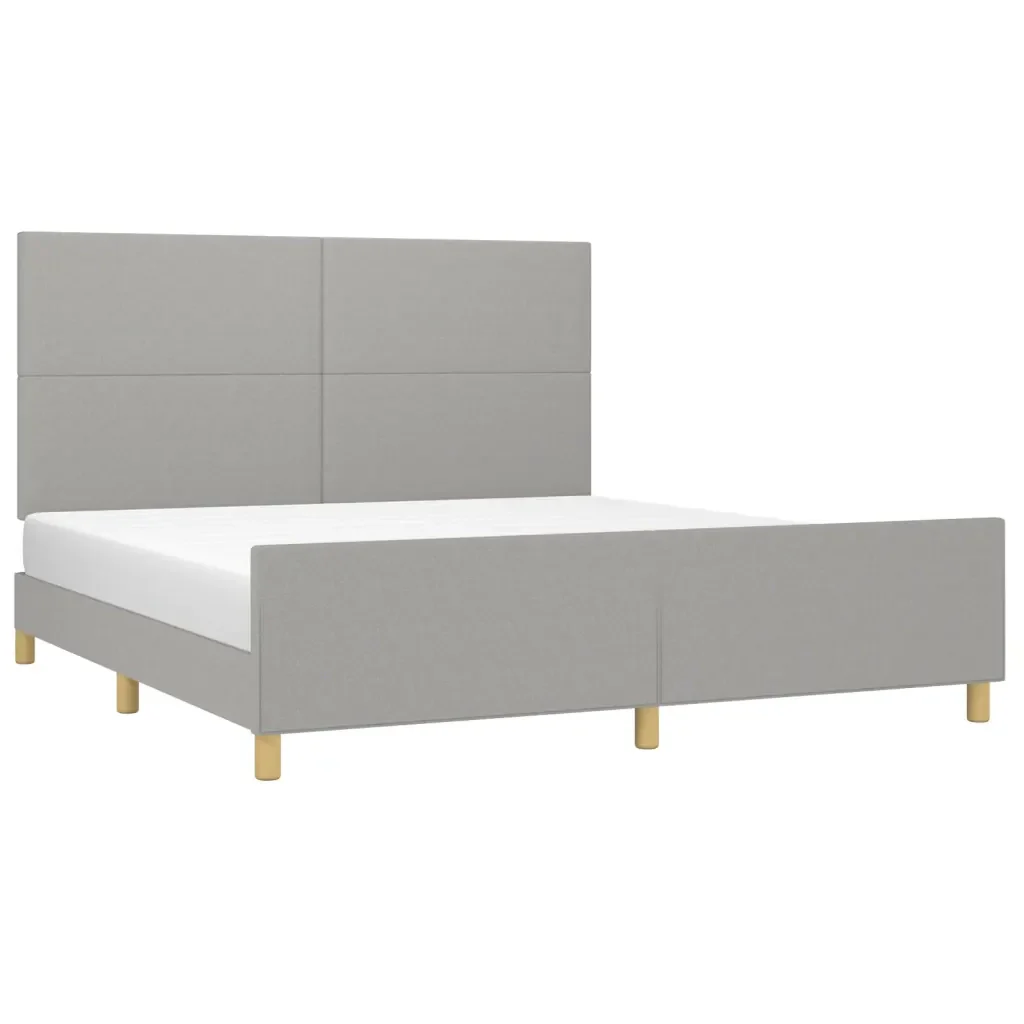 Letto matrimoniale | Letto per adulti | Giroletto senza Materasso Grigio Chiaro 180x200 cm Tessuto - Image 4