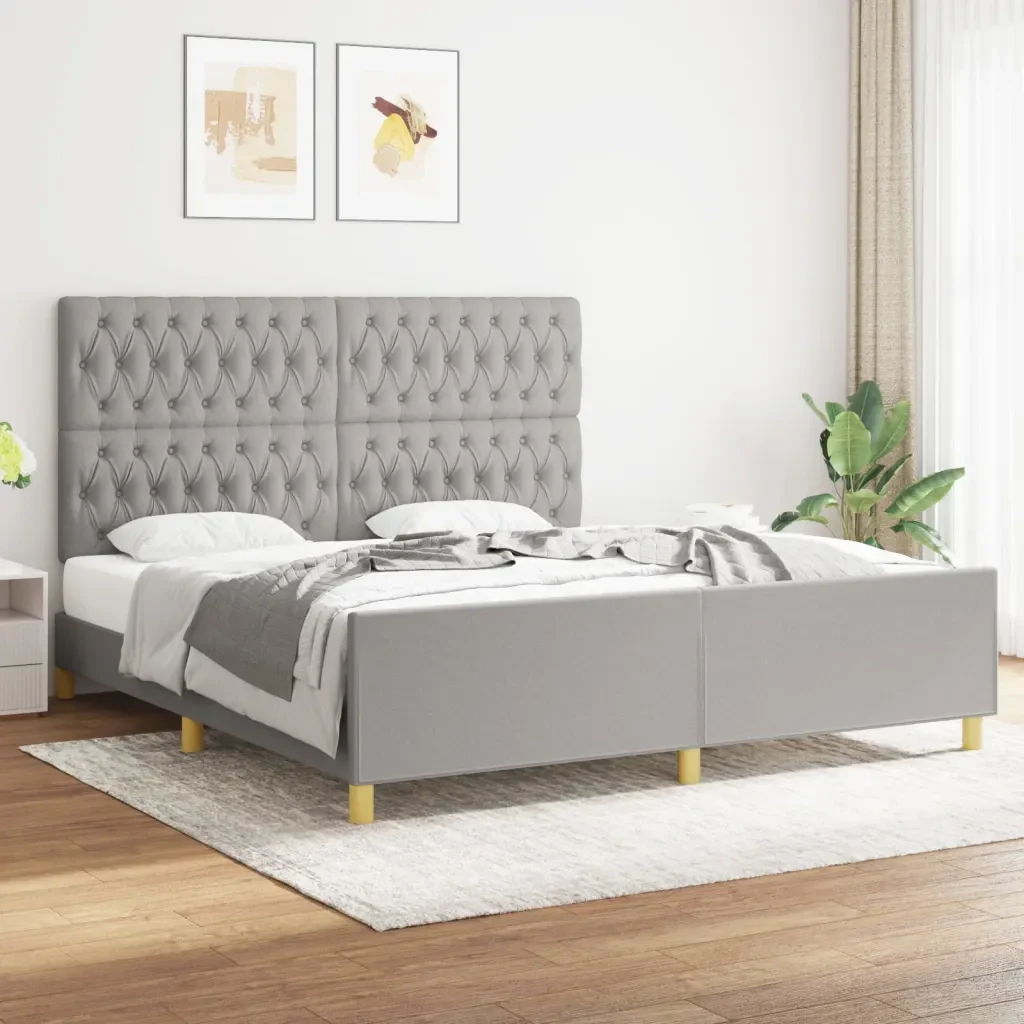 Letto matrimoniale | Letto per adulti | Giroletto senza Materasso Grigio Chiaro 180x200 cm Tessuto - Image 2