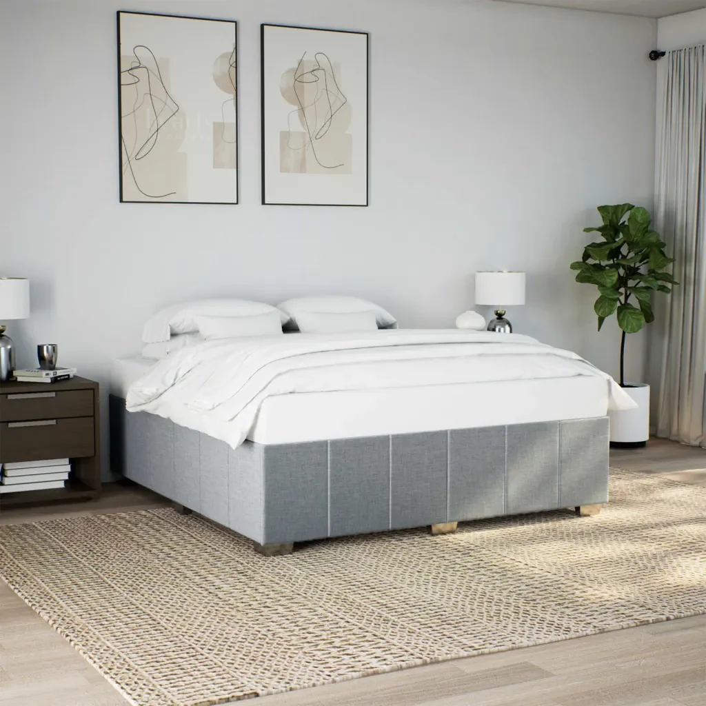 Letto matrimoniale | Letto per adulti | Giroletto senza Materasso Grigio Chiaro 180x200 cm Tessuto - Image 2